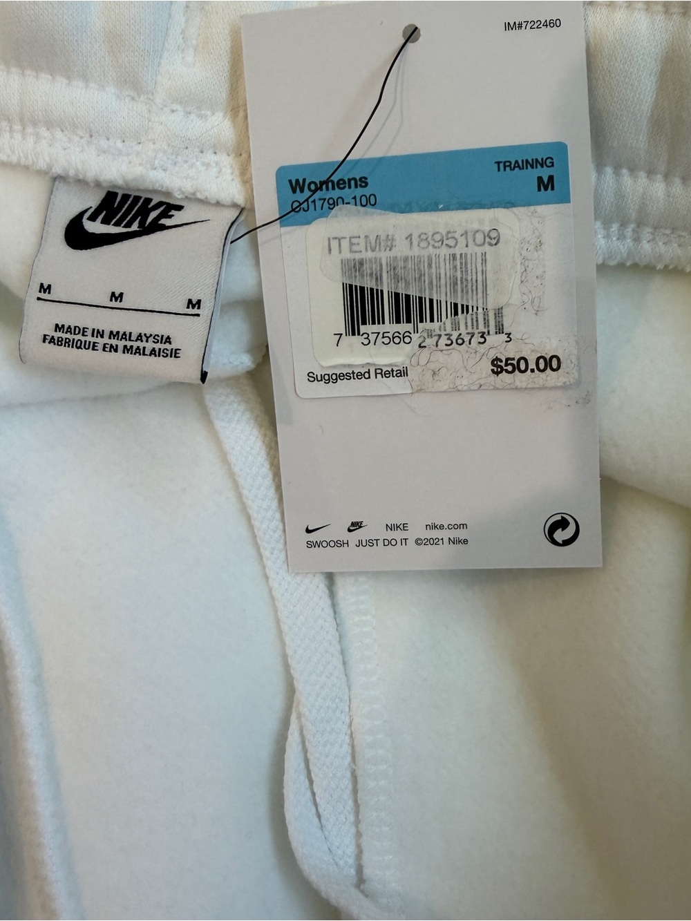 Nike White Fleece Jogger Pants - Picture 3 of 4